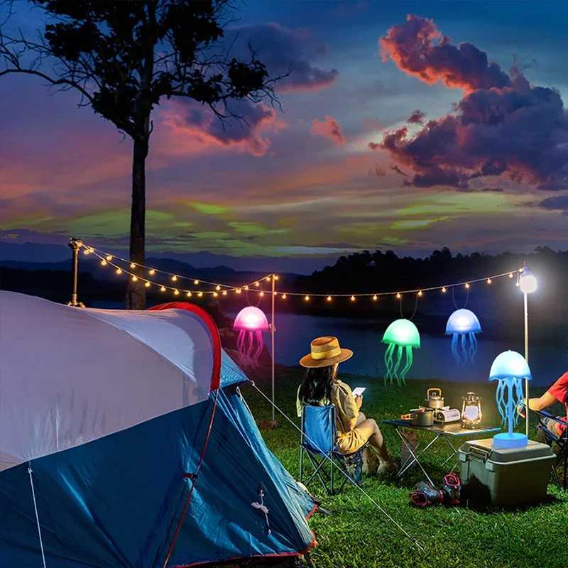 Cartoon Dancing Jellyfish Night Light RGB Gradient Cute Bedside Lamp Type-C Charging LED Table Lamp Home Decor Lighting XJ250703