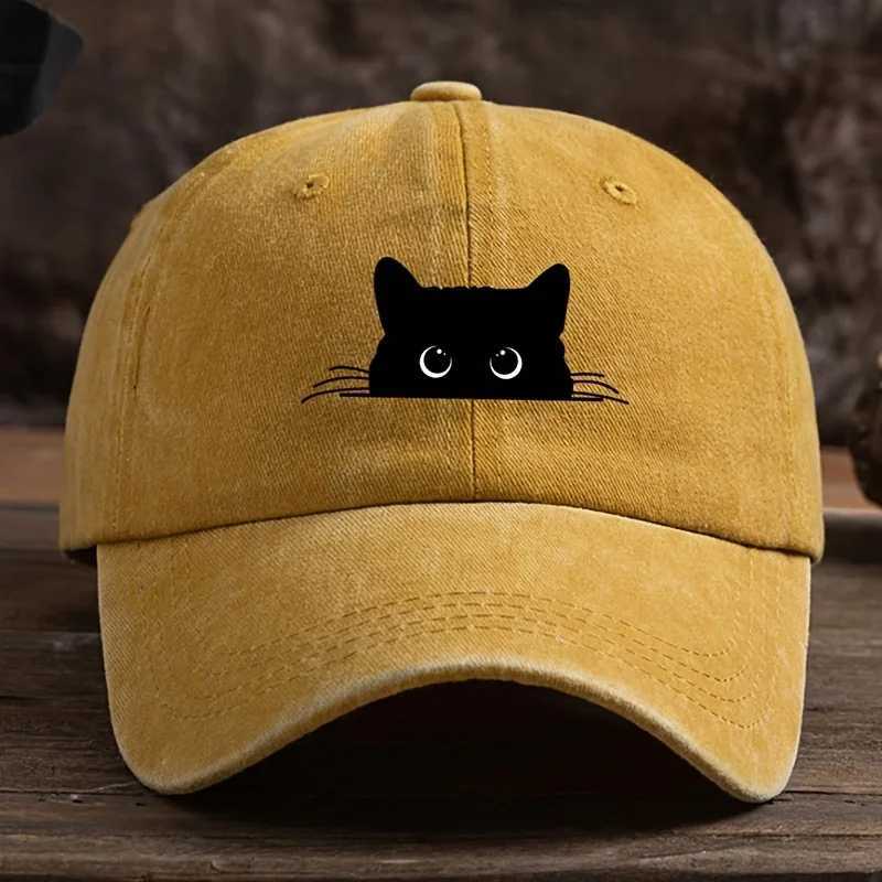 Cute cat print adjustable baseball cap for men and wen casual wear for outdoor travel sun shading duckbill cap X250704