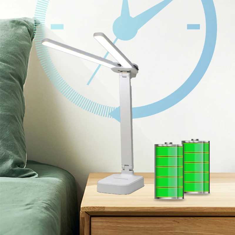 LED Desk Lamp USB Rechargeable Table Lamp 3 Levels Dimmable Touch Desk Lighting Eye Protection Foldable For Bedroom Desk LightXJ250703
