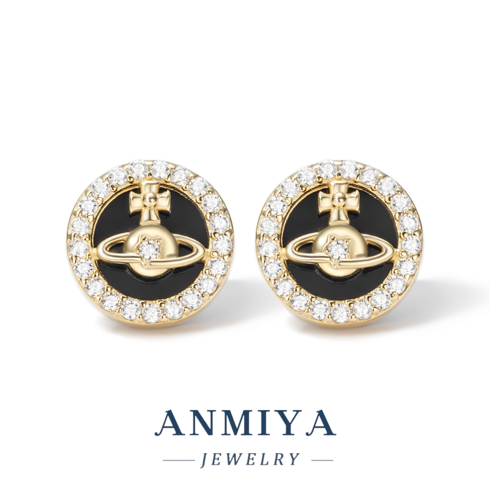 Modern Geometric Silver Jewelry for Women 925 Sterling Stud Earrings with Circle Design Planetary Pattern for Office