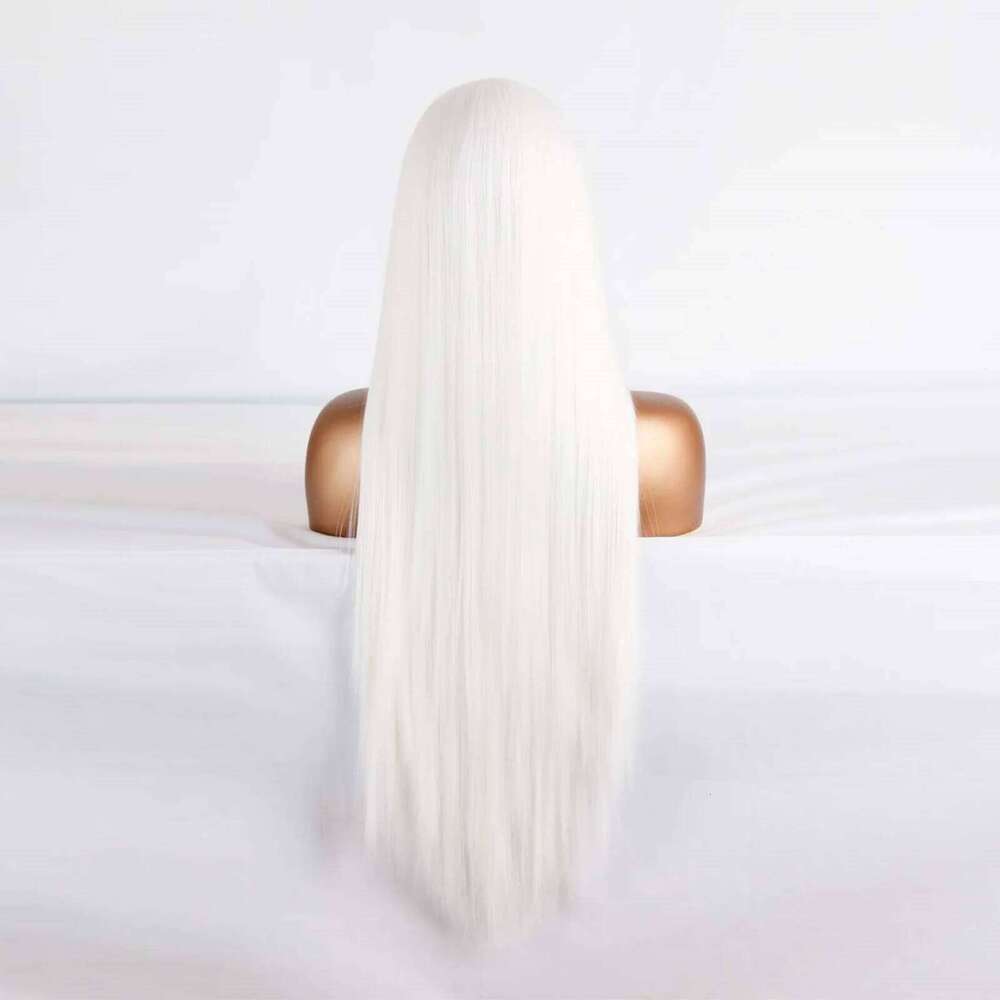 Straight Synthetic Lace Front Glueless Ready to Wear Long Wig Cosplay Snow White Colored Wigs for Women