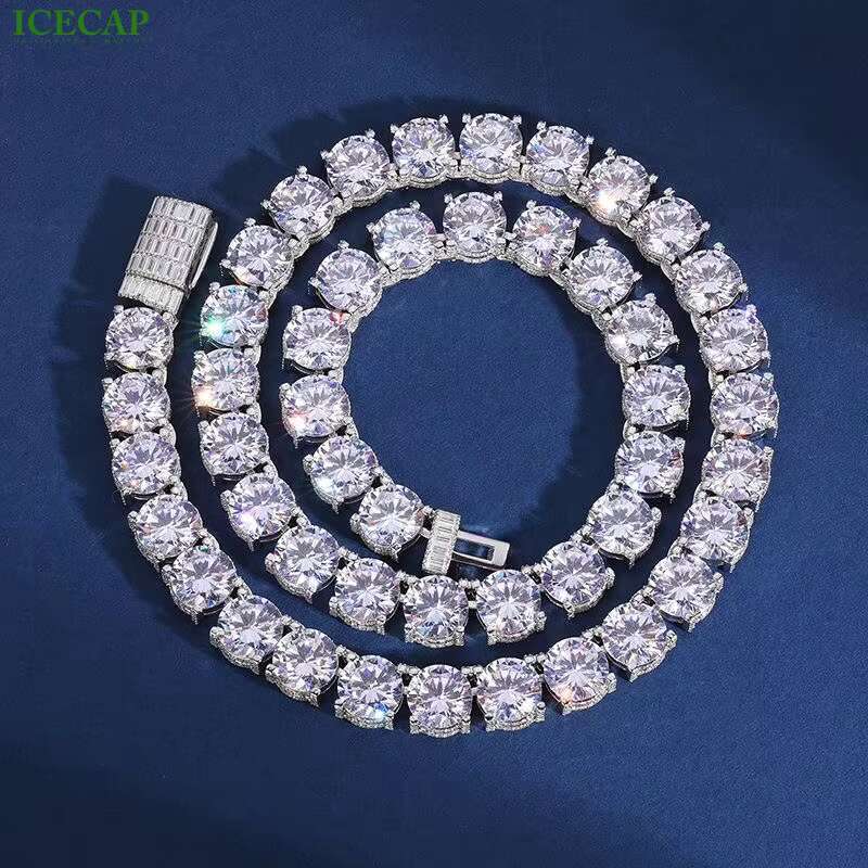 8mm Custom Clasp Necklace 925 Sterling Silver VVS Moissanite Diamond Tennis Chain D Color Moissanite Necklace Jewelry for Men