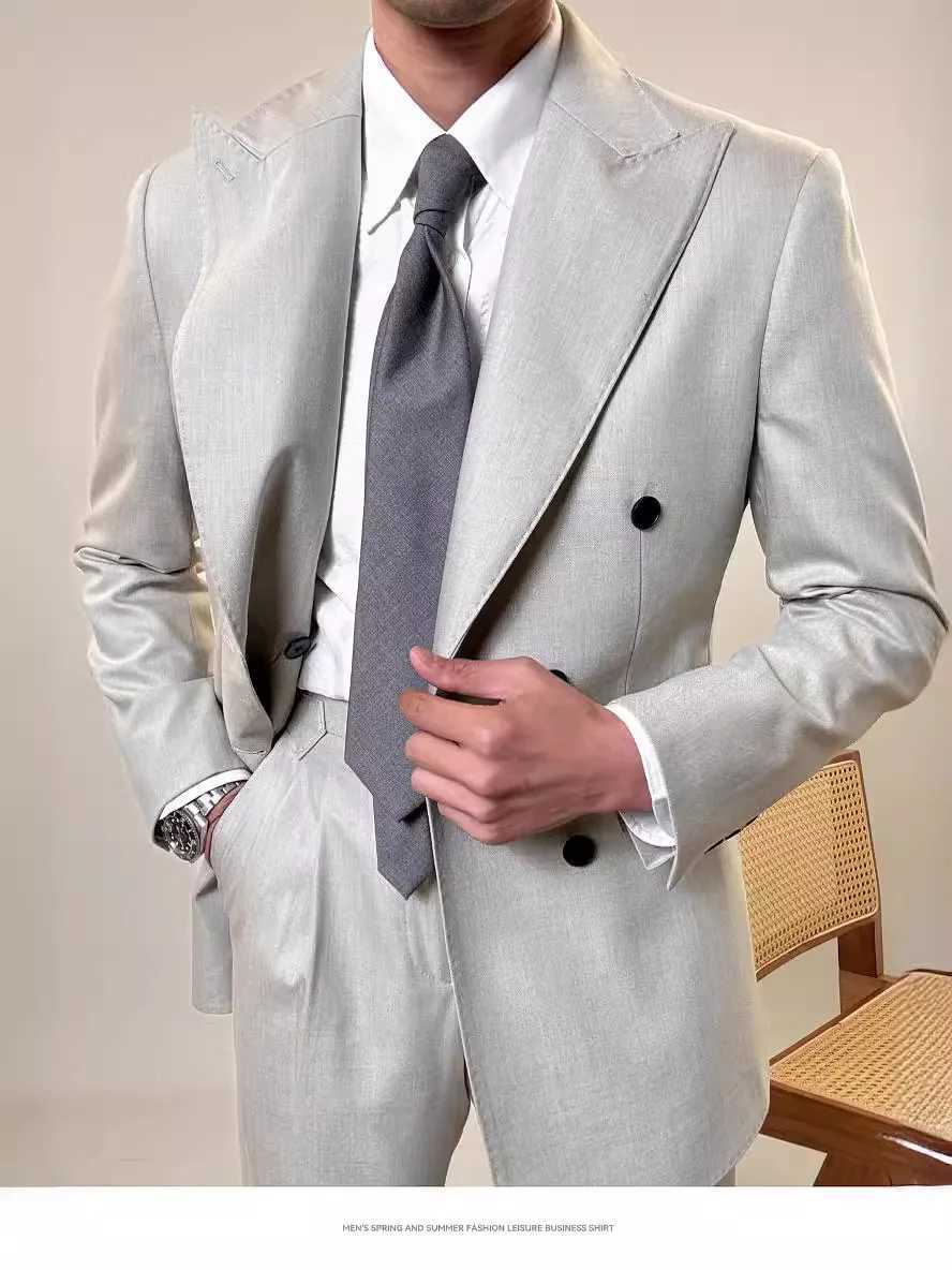High Quality Slim Fit Mens Suit Set Slim Fit Luxury Wedding Tuxedos Fashion Mens Blazer Pants 2 Pieces Business Suits Sets X250704