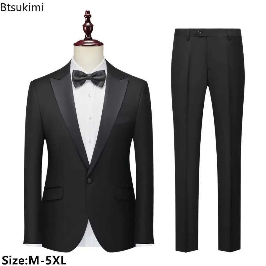 2025 Mens British Style Slim Suits 2PCS Sets Blazers Jacket and Pants Male Business Gentleman Dress Suits Wedding Host Costumes X250704