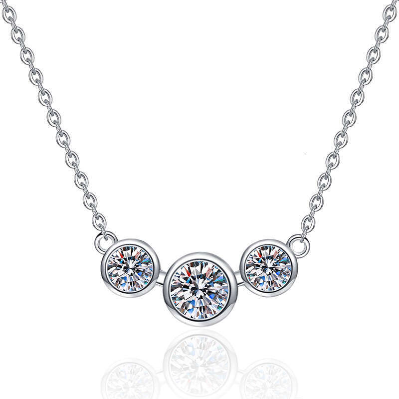 S925 Pure S925ier Pendant High-End Three PrinceS925S925 2 caratS925 D Color MoiS925S925anite Necklace d03
