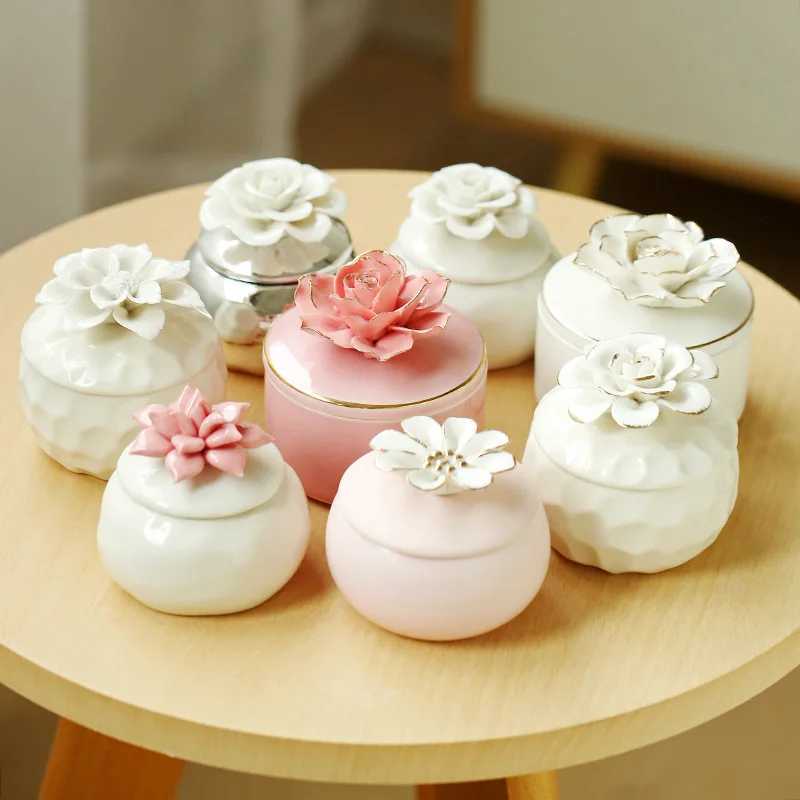 European Style Ins Hand-Painted Flower Ceramic Fragrance Jar Decoration Luxury Soy Cherry Blossom Scented Candles W250704