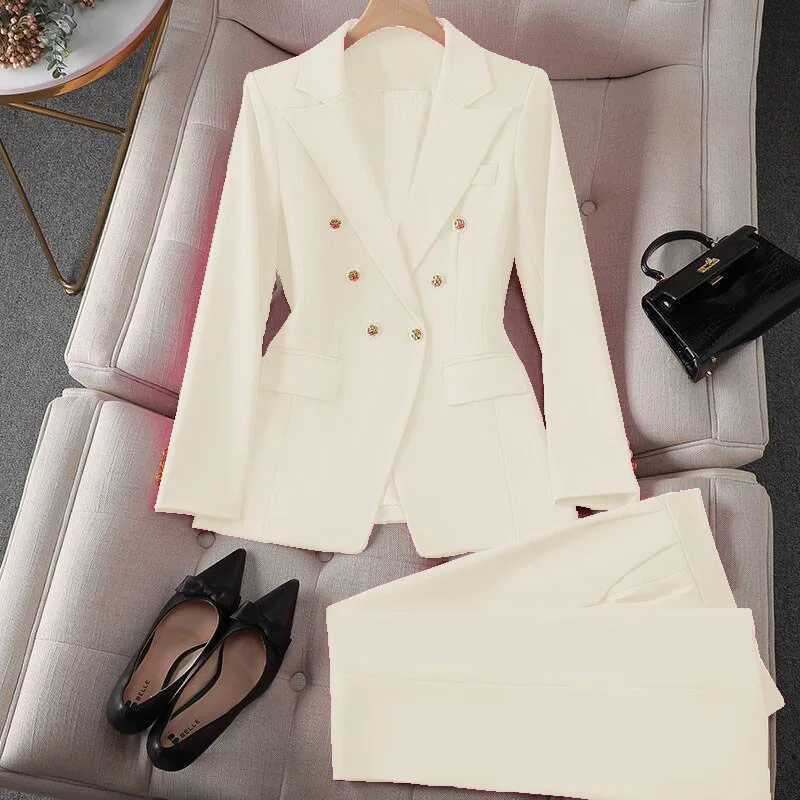 Casual Long Slve Blazer Pant Sets Suits For Woman 2025 Fashion 2 Pieces Set For Women Office Lady Coats Jackets X250704