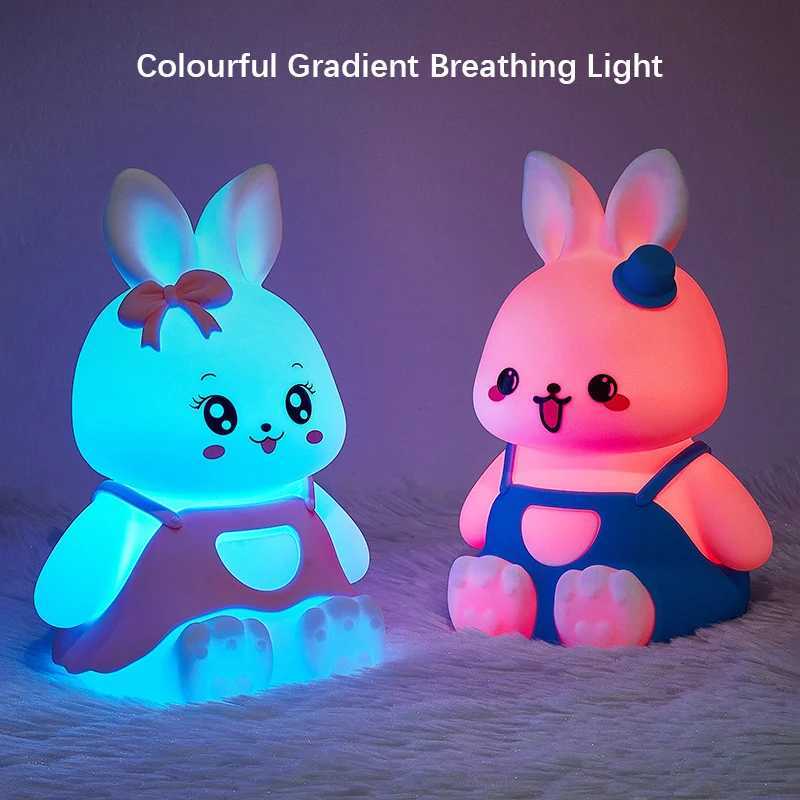 5 Color Changing LED Silicone Rabbit Night Light with Battery for Cute Kids Nursery Children Baby Camping Home Decor XJ250703