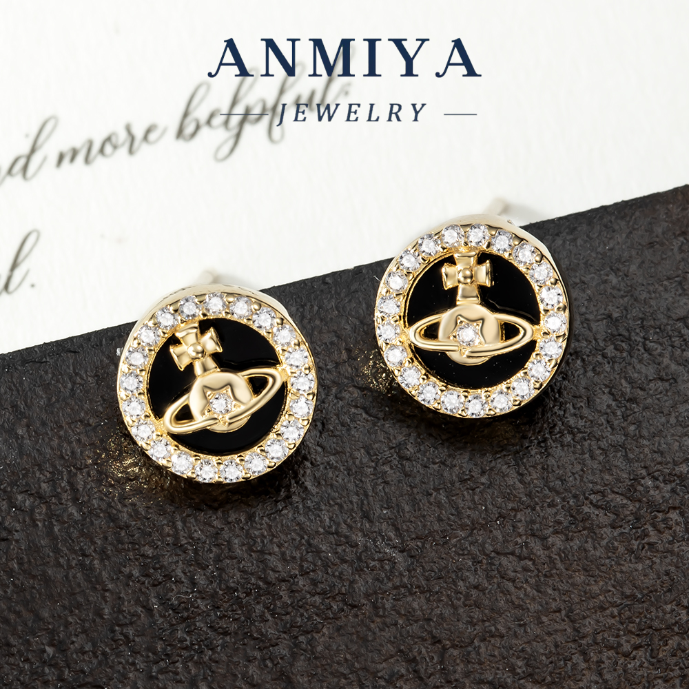 Modern Geometric Silver Jewelry for Women 925 Sterling Stud Earrings with Circle Design Planetary Pattern for Office