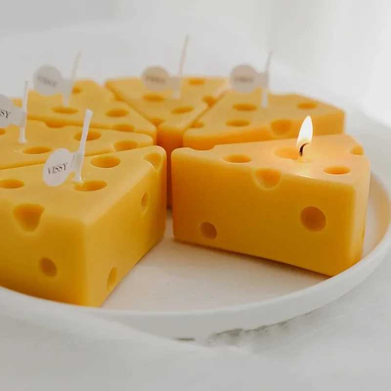 Cheese Shaped Scented Candles Yellow Cake Aromatherapy Candle Relaxing Birthday Gift Home Decoration Bedroom Ornament W250704
