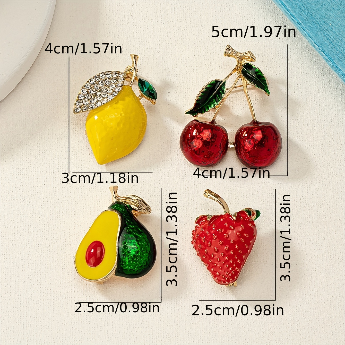 Korean Style Fashion Simple Cute Cherry Playful Alloy Enamel Fruit Series Brooch For Women Pin