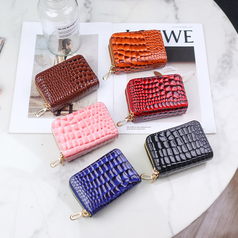 Free Shipping Designer Bag Accordion Card Holder For Women Multi-card Slot Card Holder Large Capacity High-end ID Holder Crocodile Pattern Double-laye
