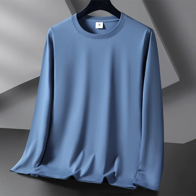 Mens Cotton T-shirt Long-sleeved Spring Autumn Solid Color Bottoming Shirt O-neck Universal Casual T-shirt Top Basic Style 250704