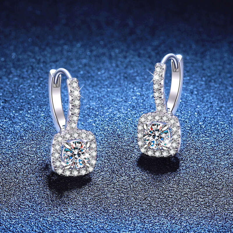 S925 Pure S925ier High-End Feel S925quare 1 caratS925 MoiS925S925anite EarringS925 ec4