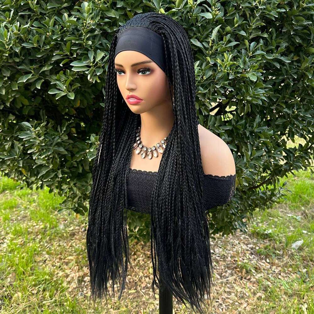 Ombre Brown Long Headband Box Braids Braided African Dreadlock Wig Synthetic Braiding Beauty Hair Wigs For Women/Men
