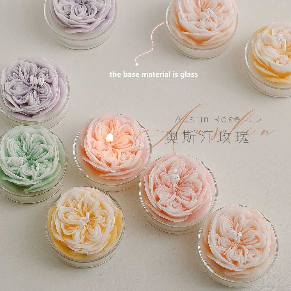 Rose Scented Candle Soy Wax Flower Aromatherapy Scented Candle for Valentines Day Birthday Wedding Gifts Home Decoration Candle W250704