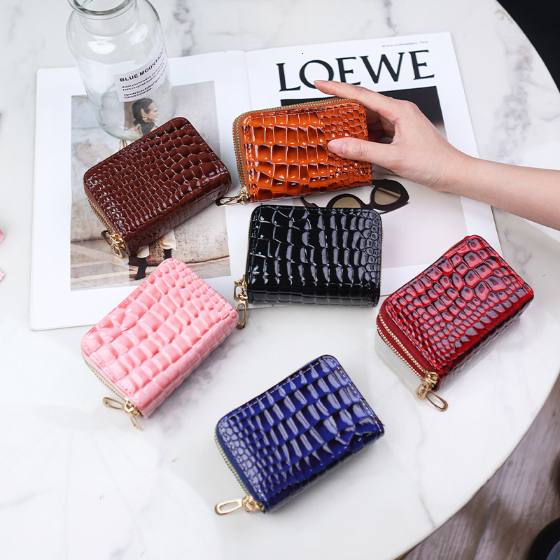 Free Shipping Designer Bag Accordion Card Holder For Women Multi-card Slot Card Holder Large Capacity High-end ID Holder Crocodile Pattern Double-laye