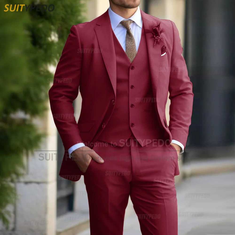 Elegant Men Suit Sets Wedding Banquet Groomsman Tailor-made Formal Outfits Fashion Party Slim Fit Blazer Vest Pants 3 Pieces X250704