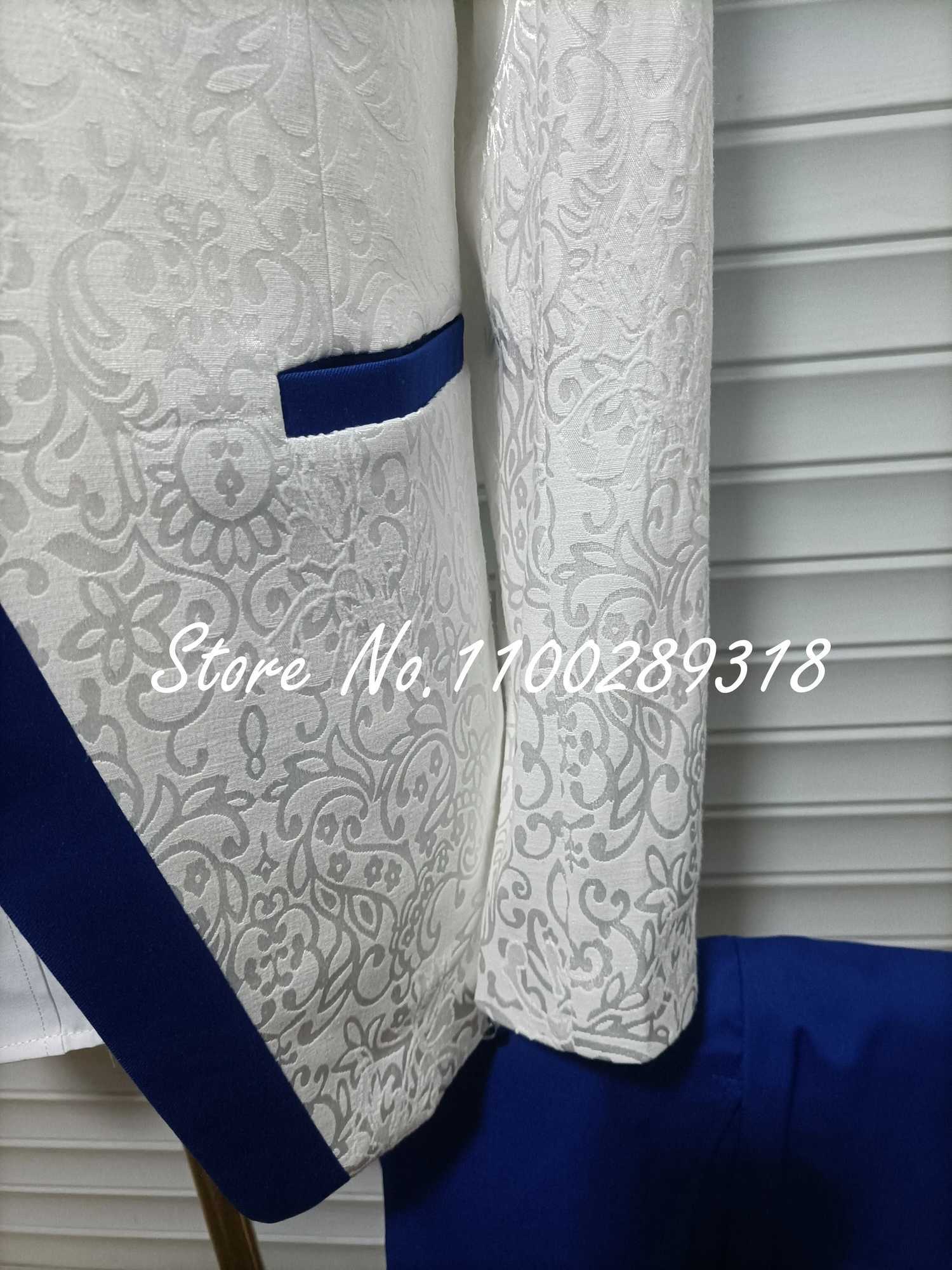 White Blue Men Suit For Wedding Groom Tuxedos ShAWl Collar Formal Jacket Male Blazer Pants Vest Three Piece CoStume Homme X250704