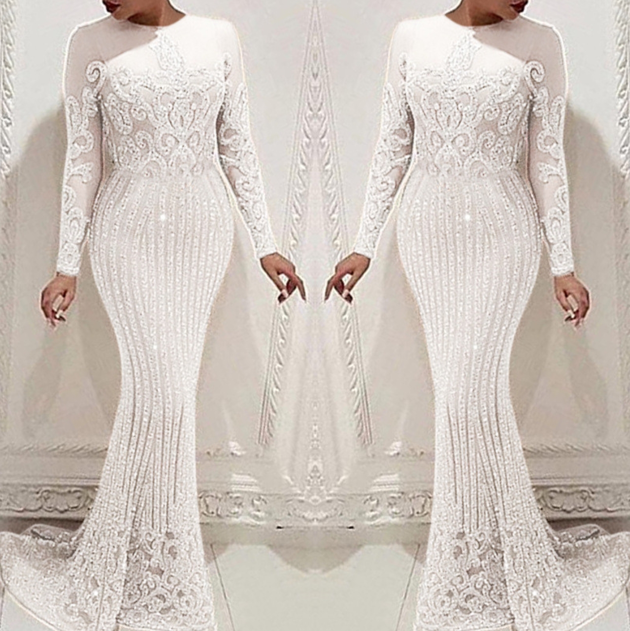 White Sexy Prom Dresses 2025 Mermaid Women Evening party dresses Long Sleeve Bodycon Cocktail Party Robe Prom Party gowns Elegant Formal Evening Vestido dress