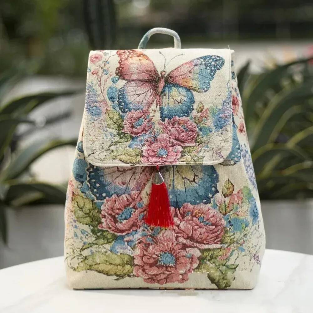 Backpacks Bags for Women Embroidery Ethnic Style Streetwear Fashion Casual Vintage Elegant Haruku Travel Canvas Bag Sports high-quality