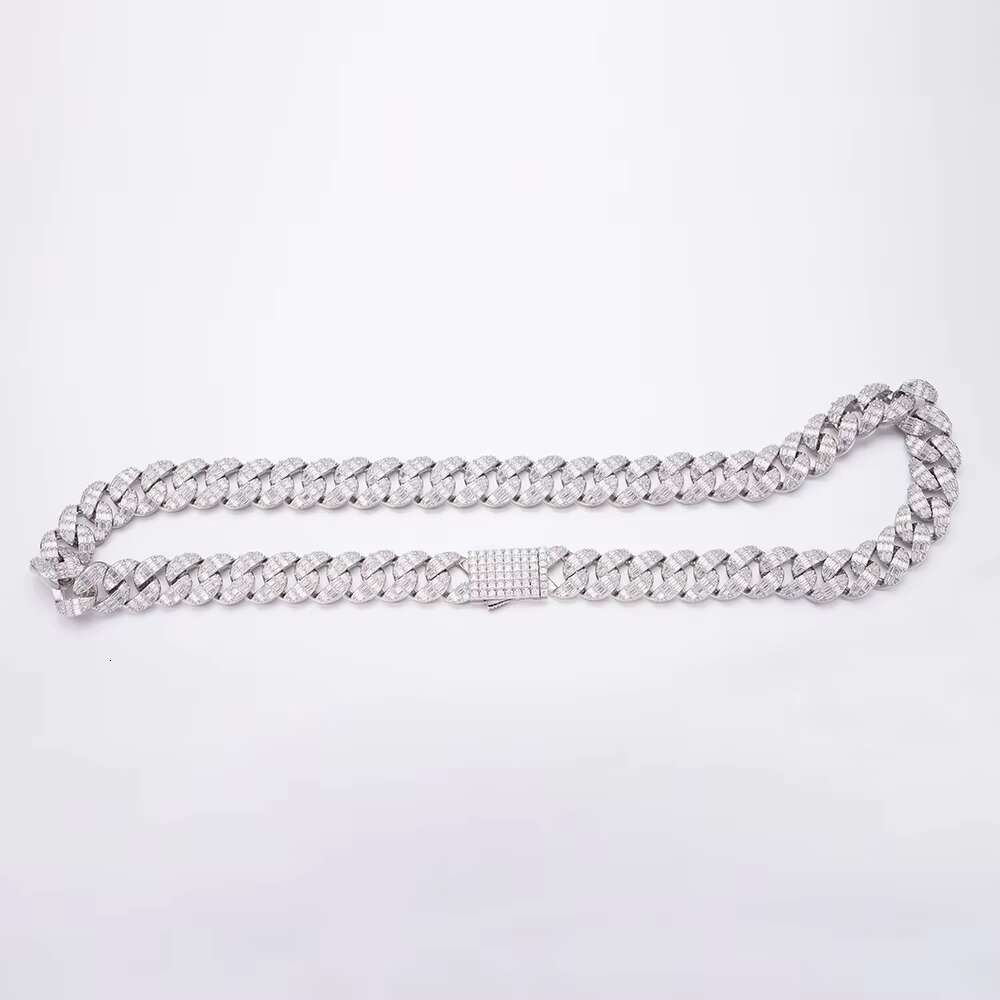 Fashion Hip Hop Reasonable Price Jewelry Purple Box Clasp Zircon Brass Miami Cuban Chain Choker Necklace