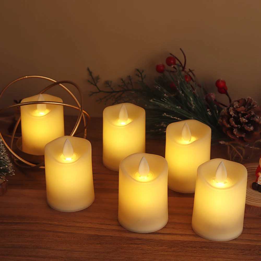 6Pcs Flickering Battery Candles Plastic Flameless Candles LED Electric Candles Fake Candle for Lantern Weddings Home Decor W250704