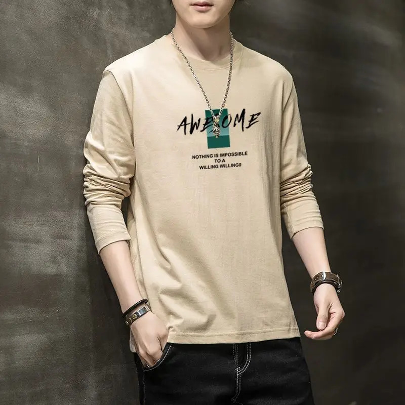 Clothes Spring Autumn Cotton Long Sleeve T-Shirt for Men Fashion Loose Trendy Casual O-Neck Tee for Teenagers 250704