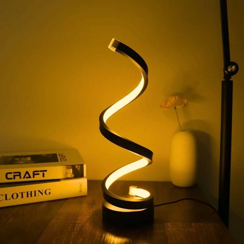 Modern minimalist spiral desk lamp wire controlled three color LED ambient light suitable for bars cafes bedrooms and roomsXJ250703