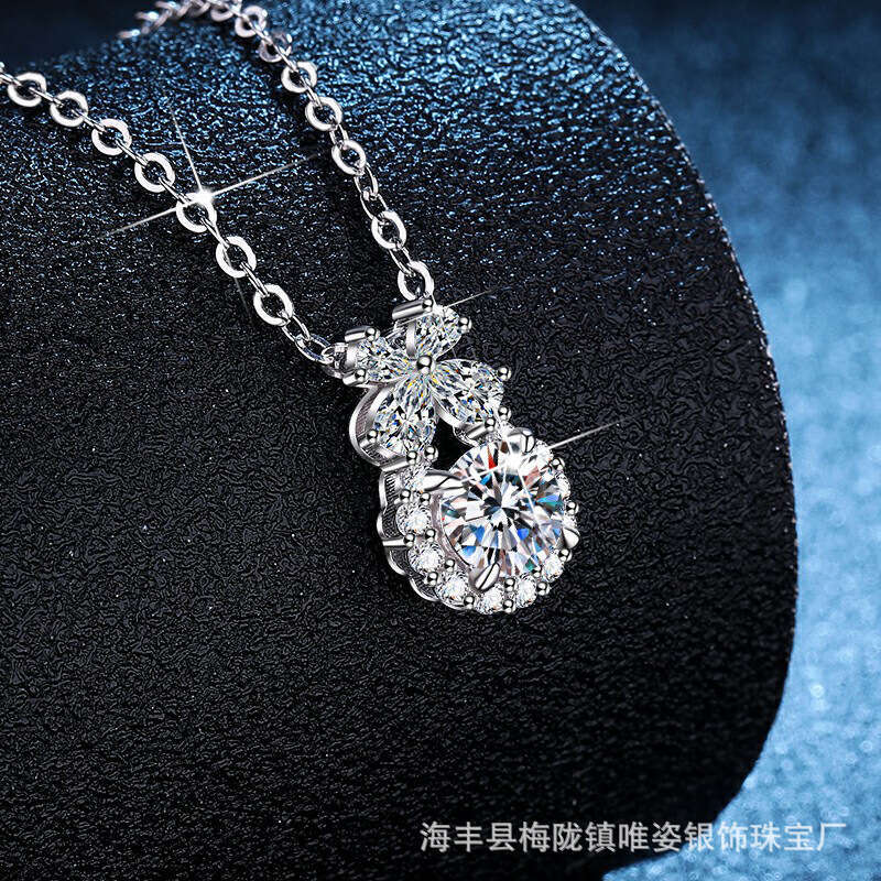 S925 S925terling S925ier Flower Perfume Bottle High-end MoiS925S925anite Necklace for Women e6c