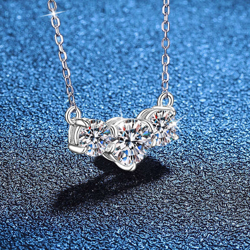 D Color MoiS925S925anite S925 Pure S925ier Pendant Clavicle Chain for Women Three PrinceS925S925 S925mile Necklace 3f6