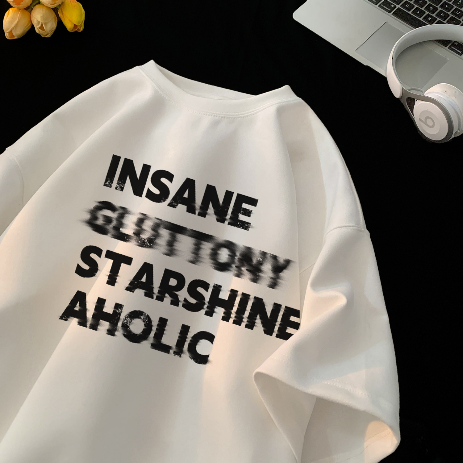 American Heavyweight Letter Print Round Neck Short Sleeve Designer Short Sleeves T-shirt For Men 2025 Summer Thin Trendy Brand Cool Half Sleeve Tee