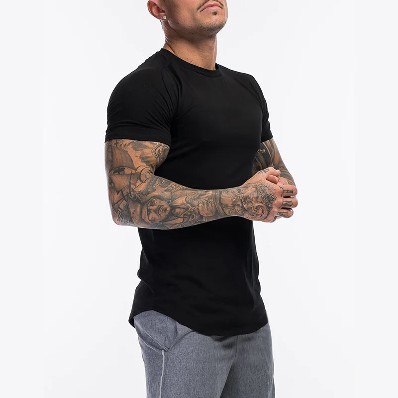 Plain Clothing Fashion T Shirt Men Cotton Breathable Fitness Mens Short Sleeve T-shirt Gym Tshirt Summer Tight Tee Shirt Homme 250704