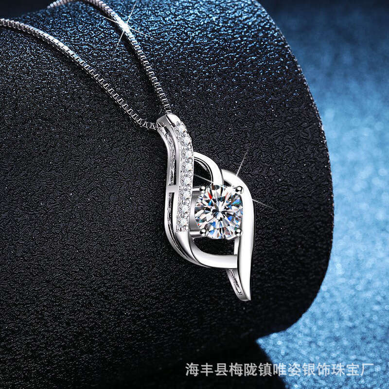 S925 S925terling S925ier MoiS925S925anite 1 caratS925 Cupid Heart Pendant Elegant Valentine'S925 Day Gift Necklace 6e5