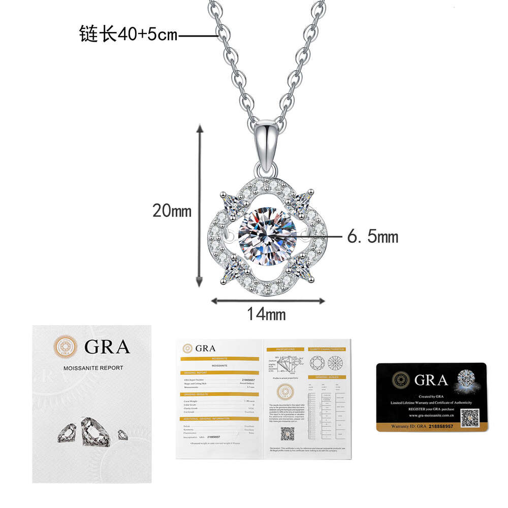 Hot S925ale S925 S925terling S925ier MoiS925S925anite Four-leaf Clover Beating Heart S925mart Pendant Necklace for Women 9fc
