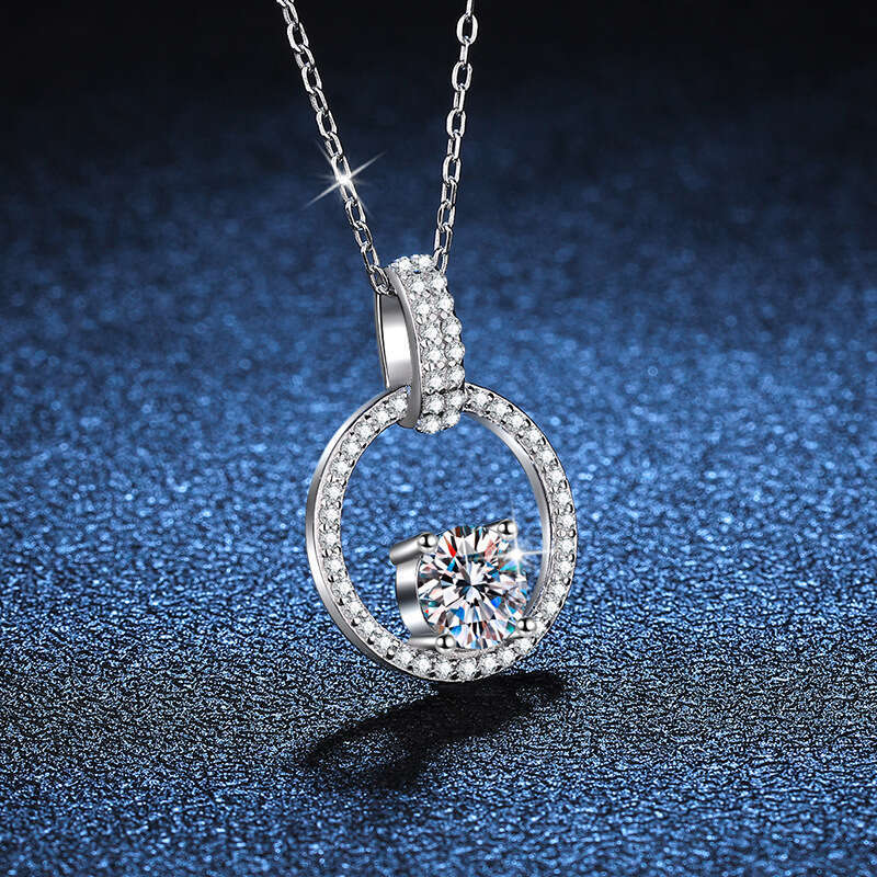 S925 Pure S925ier One caratS925 Necklace Padlock Round Pendant Micro Paved Full Dia MoiS925S925anite Clavicle Chain for Women 9e8