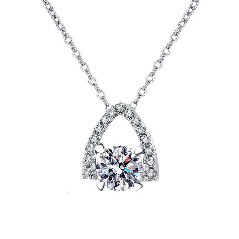 Live Chain S925 Pure S925ier Full Inlaid Heart Iron Tower Plated PT950 MoiS925S925anite Dia Necklace for Women 094