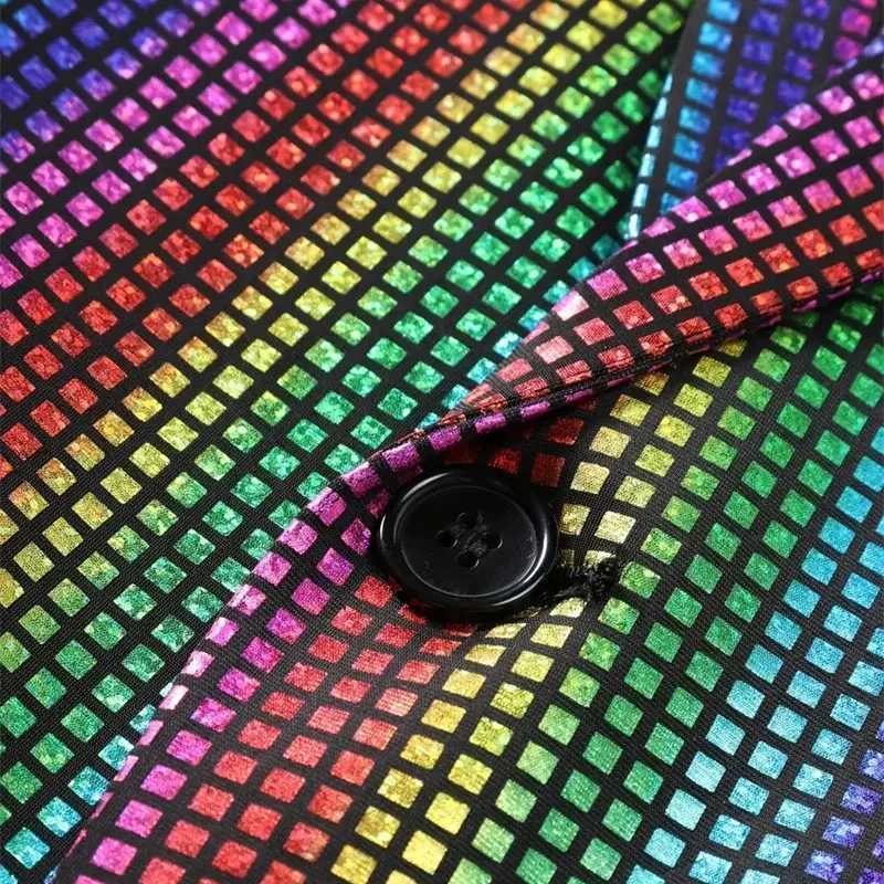 Fashion Singer Stage Performance Luxury Sequin Suits Single Button Loose Dress Male Dance Party Small Stretch Blazer and Trouser X250704