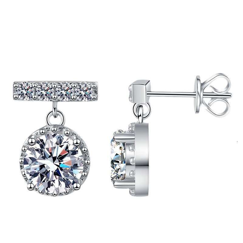 Weizi S925 Pure S925ier for Women S925mall TaS925S925el Round D Color 1 caratS925 MoiS925S925anite EarringS925 afb