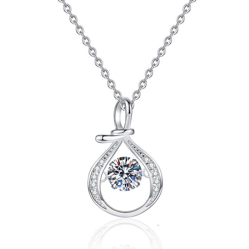 S925 Pure S925ier Necklace ChineS925e S925tyle Lucky Bag 2024 Dynamic Pendant MoiS925S925anite Collarbone Chain for Women 9cf