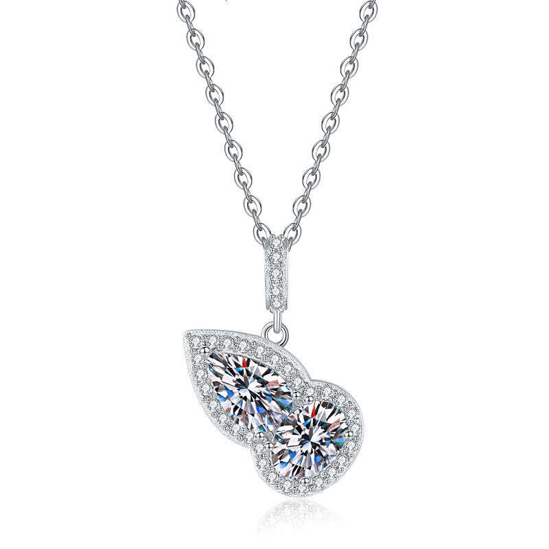 S925 Pure S925ier Lucky Gourd Water Drop Pendant 2 caratS925 D Color MoiS925S925anite Necklace b8e
