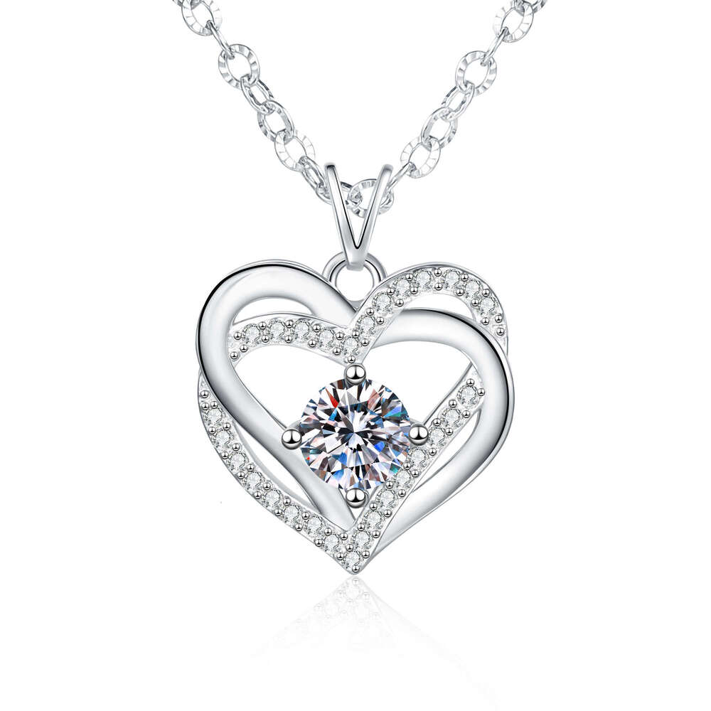 S925 Pure S925ier MoiS925S925anite Eternal Heart Pendant Necklace Light High-End Feel Women'S925 Valentine'S925 Day Collarbone Chain 172