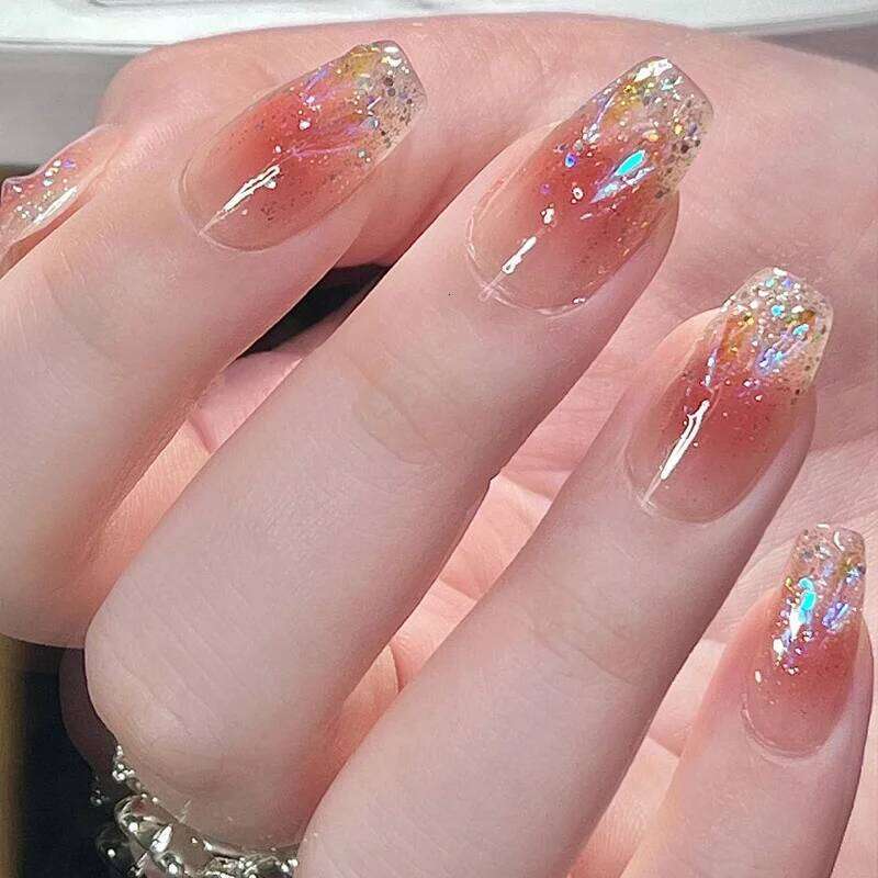 24pcs Wearable Pink Press On Fake Tips Gel Design Butterfly Lovely Girl False Nails With Wearing Tools X250704