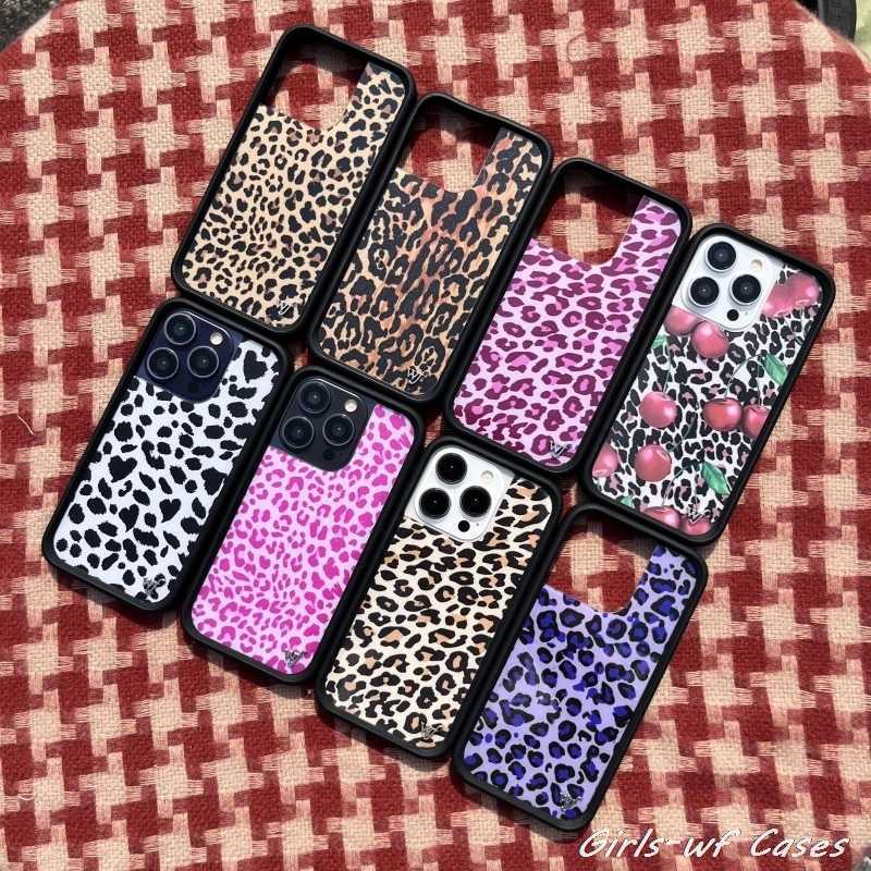 Wildflower Girls Leopard Print Phone Case for iPhone 12 13 14 15 16 Pro Max Plus 16Pro Fashion WF Ry Tiger Cover Cases R250703