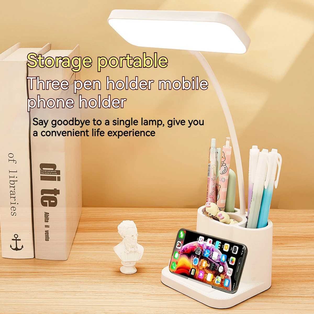 USB LED Table Lamp 3 Colors Eye Protection College Student Book Reading Lamp Night Light For Bedroom Bedside Learning Dormitory XJ250703