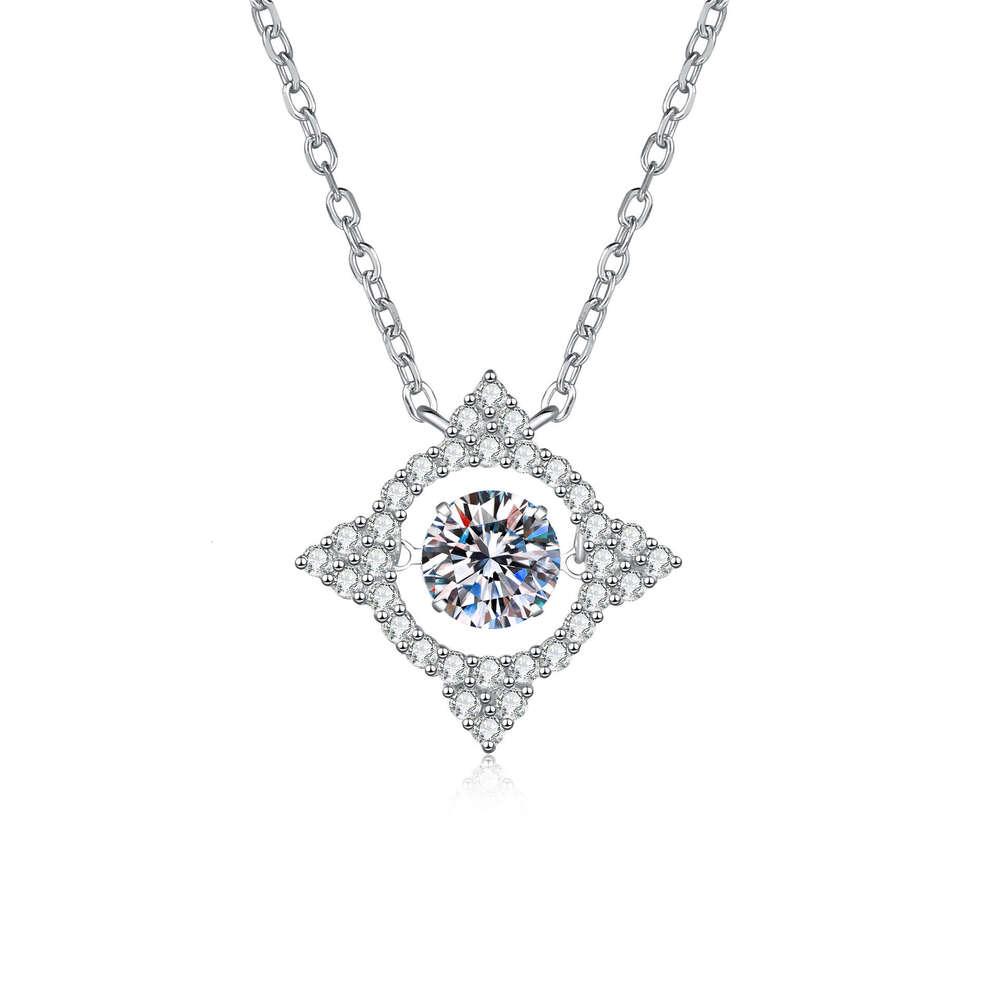 S925 Pure S925ier MoiS925S925anite S925parkling Clover Beating Heart Valentine'S925 Day Gift Necklace for Women b29