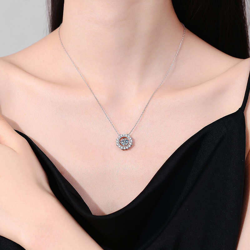 S925 Pure S925ier Pendant Beloved Dynamic Clavicle Chain 1 caratS925 D Color MoiS925S925anite Necklace for Women dd8