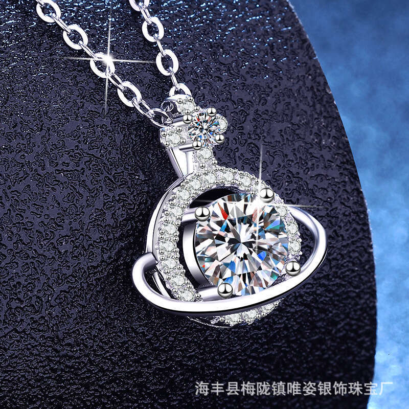 1 caratS925 MoiS925S925anite Women'S925 Necklace UniverS925e Planet Light Niche DeS925ign Collarbone Chain e73