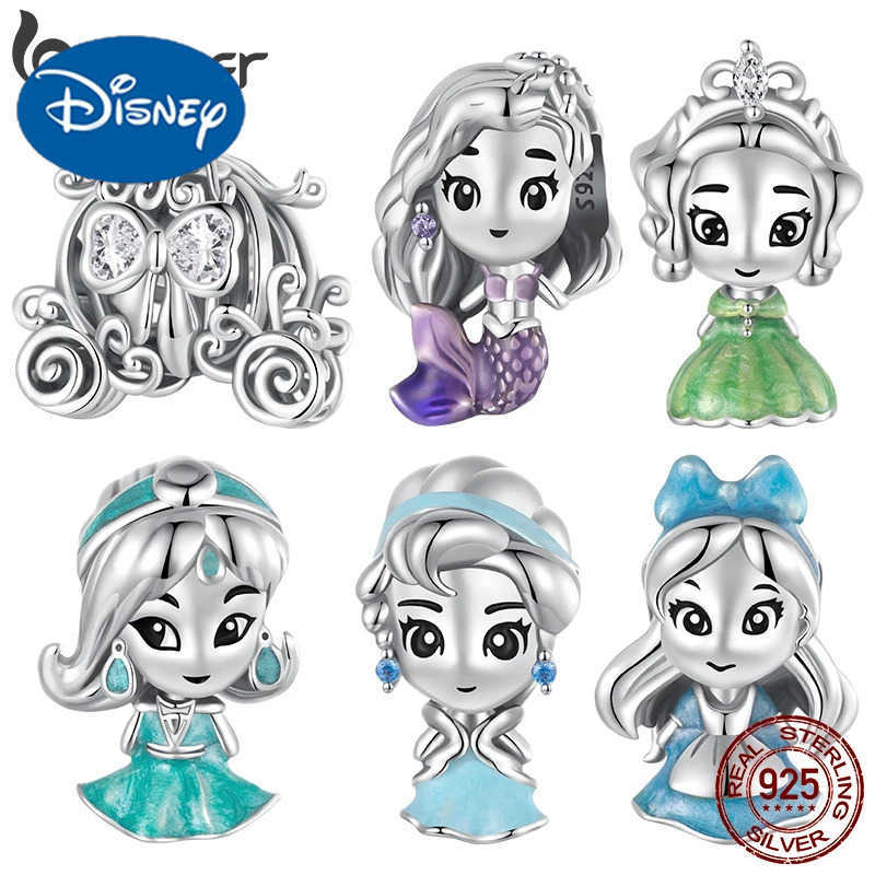 DISNEY Bamoer Original 925 Sterling Silver Princess Charm Dreamlike Fairytale Bead Mermaid for Women Bracelet DIY Fine Jewelry Gifts W20250704