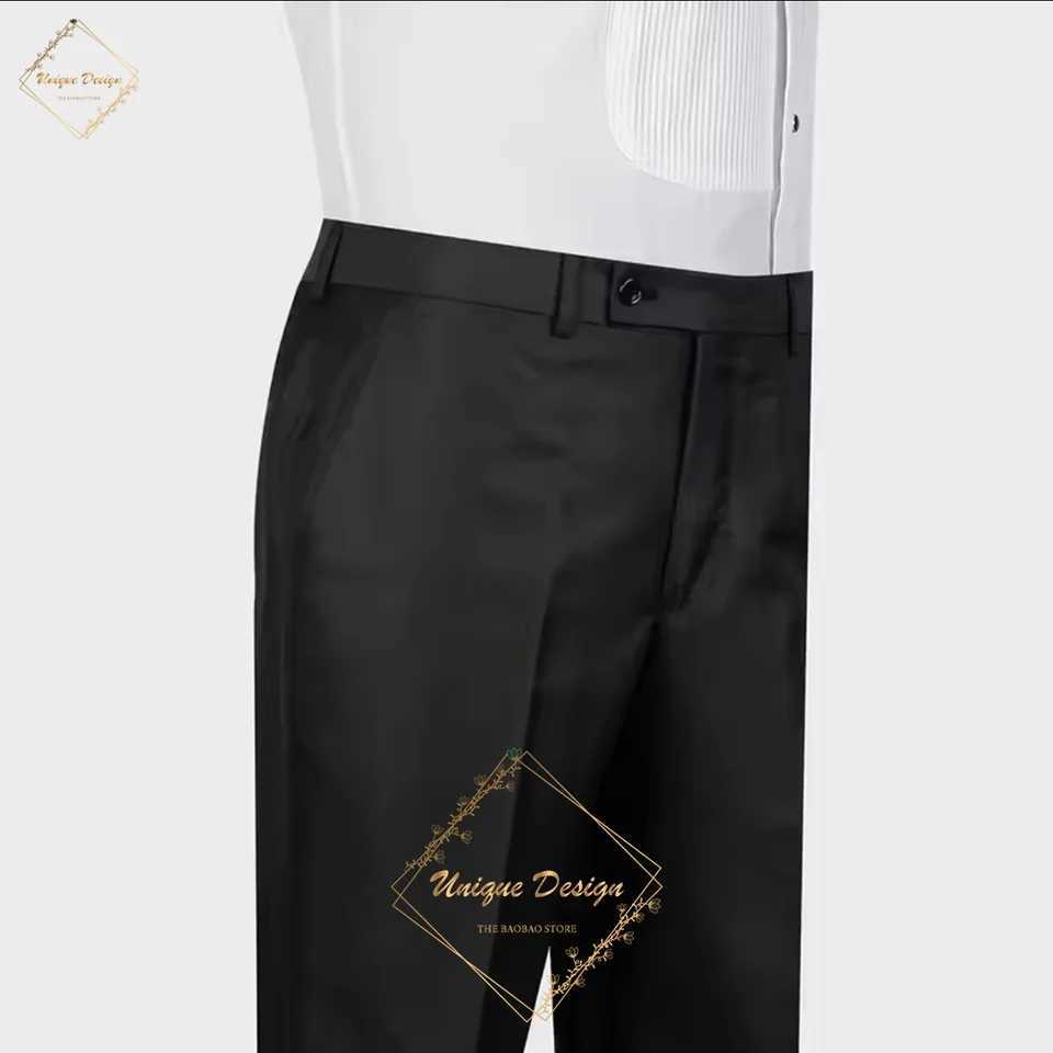 2-Piece Slim Fit One Button Black Jacket Pants Tuxedos for Men Stylish Prom Wedding Dinner Formal Attire X250704